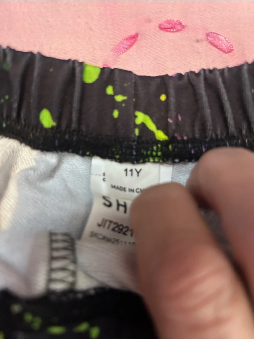 Black Graphic Teddy Bear Tee with Neon Rainbow Print shorts with socks